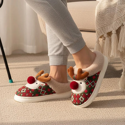 Cosy Christmas Festive Plush Mule Slippers