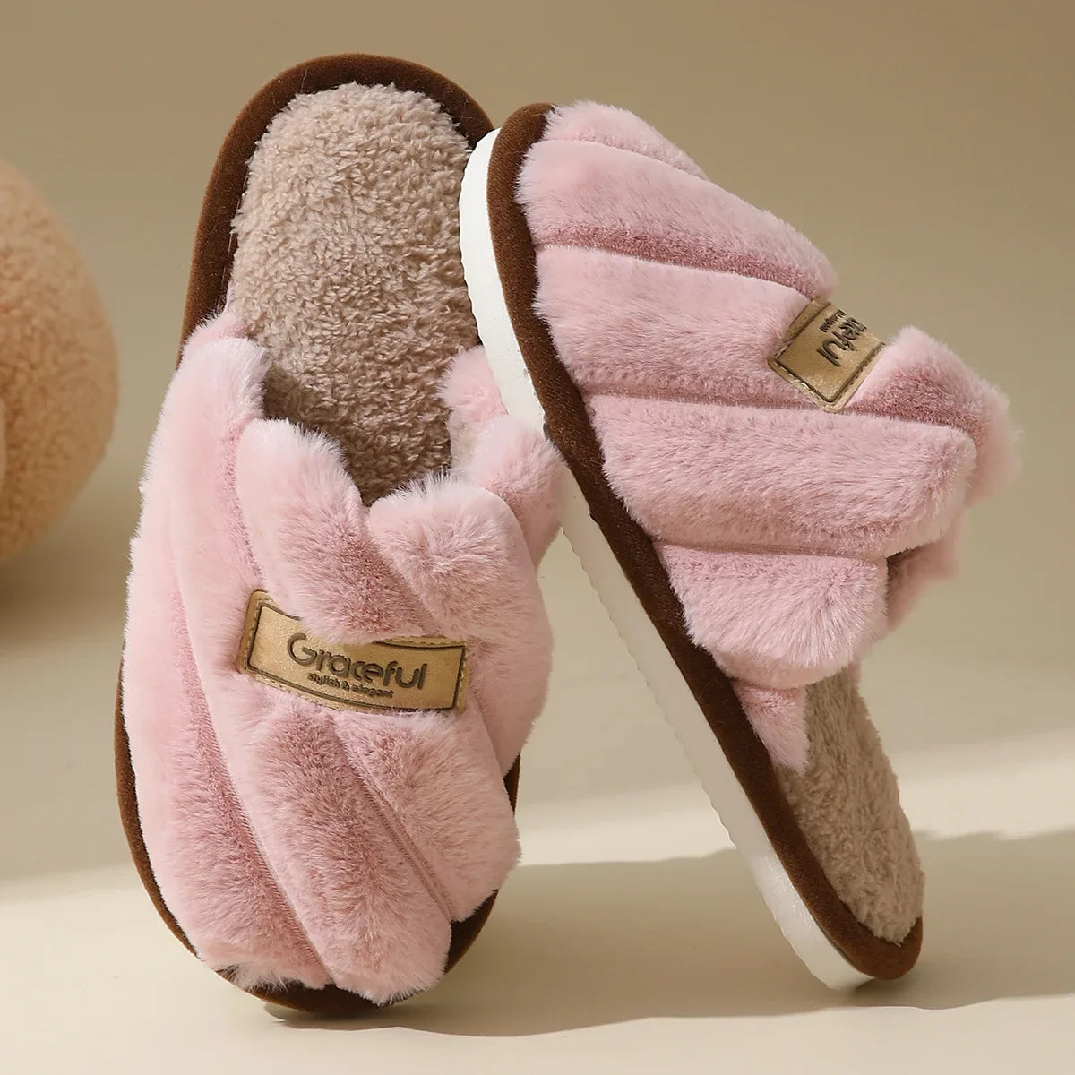 Élisée Plush Cross-Strap Slippers
