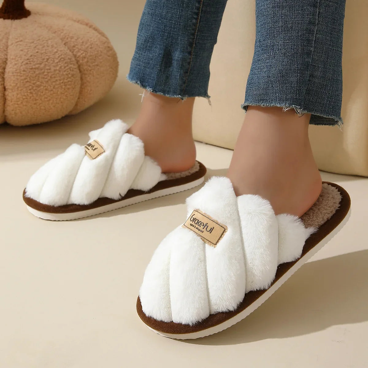 Élisée Plush Cross-Strap Slippers