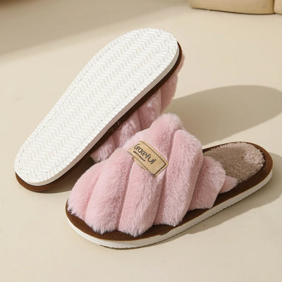 Élisée Plush Cross-Strap Slippers