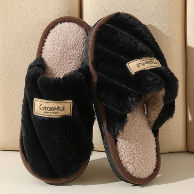 Élisée Plush Cross-Strap Slippers