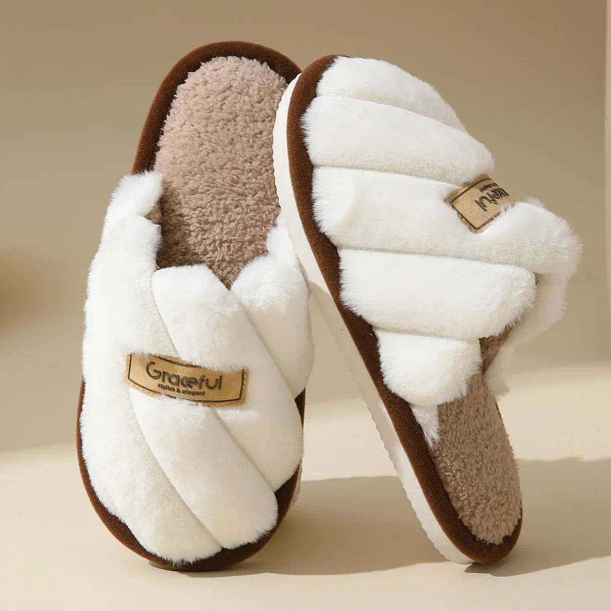 Élisée Plush Cross-Strap Slippers