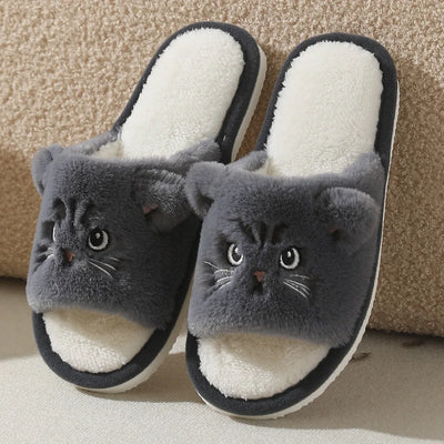 Cosy Plush Cat Slippers for Ultimate Home Comfort - Soft Indoor Footwear