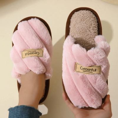 Élisée Plush Cross-Strap Slippers