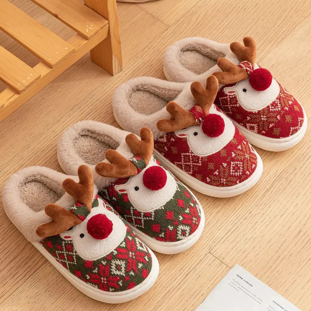 Cosy Christmas Festive Plush Mule Slippers
