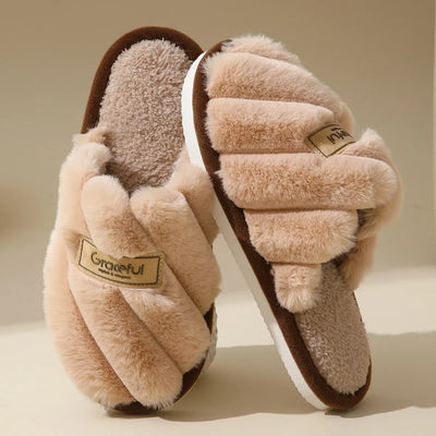 Élisée Plush Cross-Strap Slippers