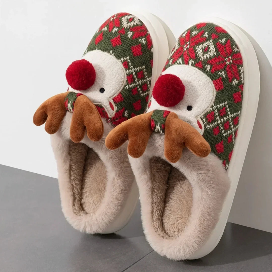 Cosy Christmas Festive Plush Mule Slippers